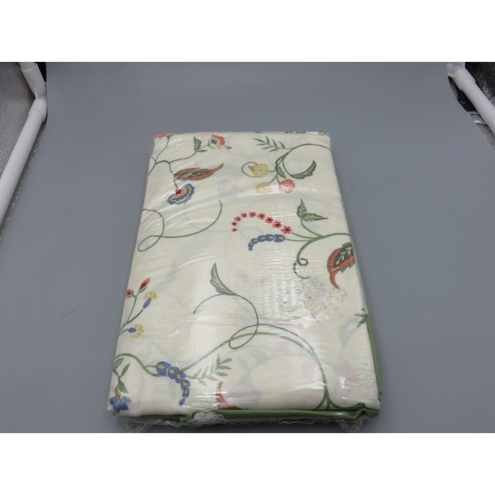 Utica Floral Vine Pillowcase Standard Sage Green Trim Cotton Blend Irregular VTG
